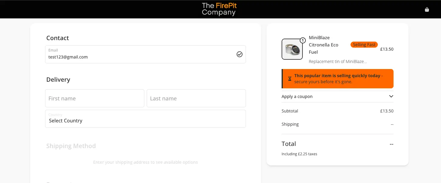 The FirePit Company Checkout