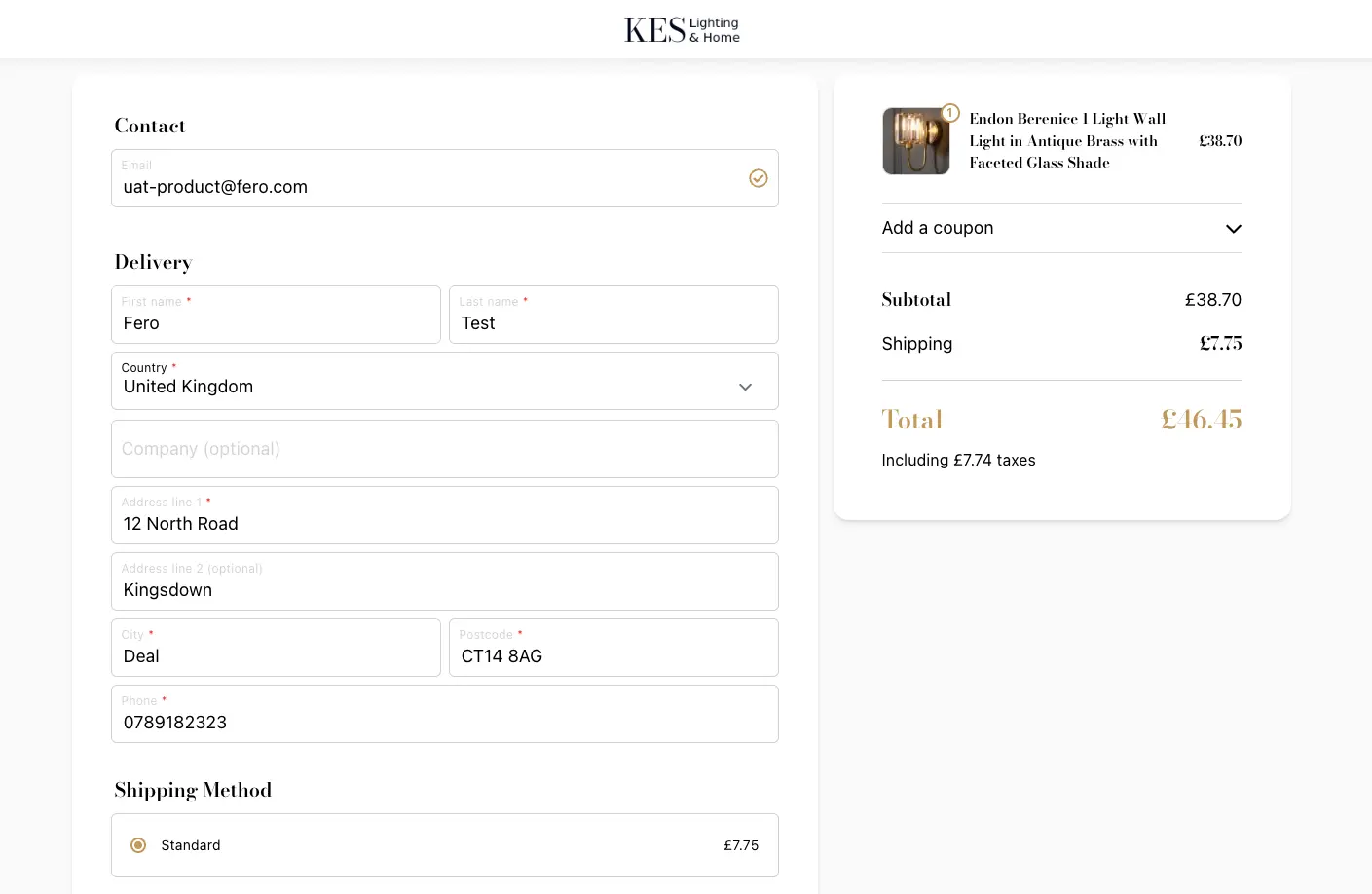 Kes Lighting Checkout