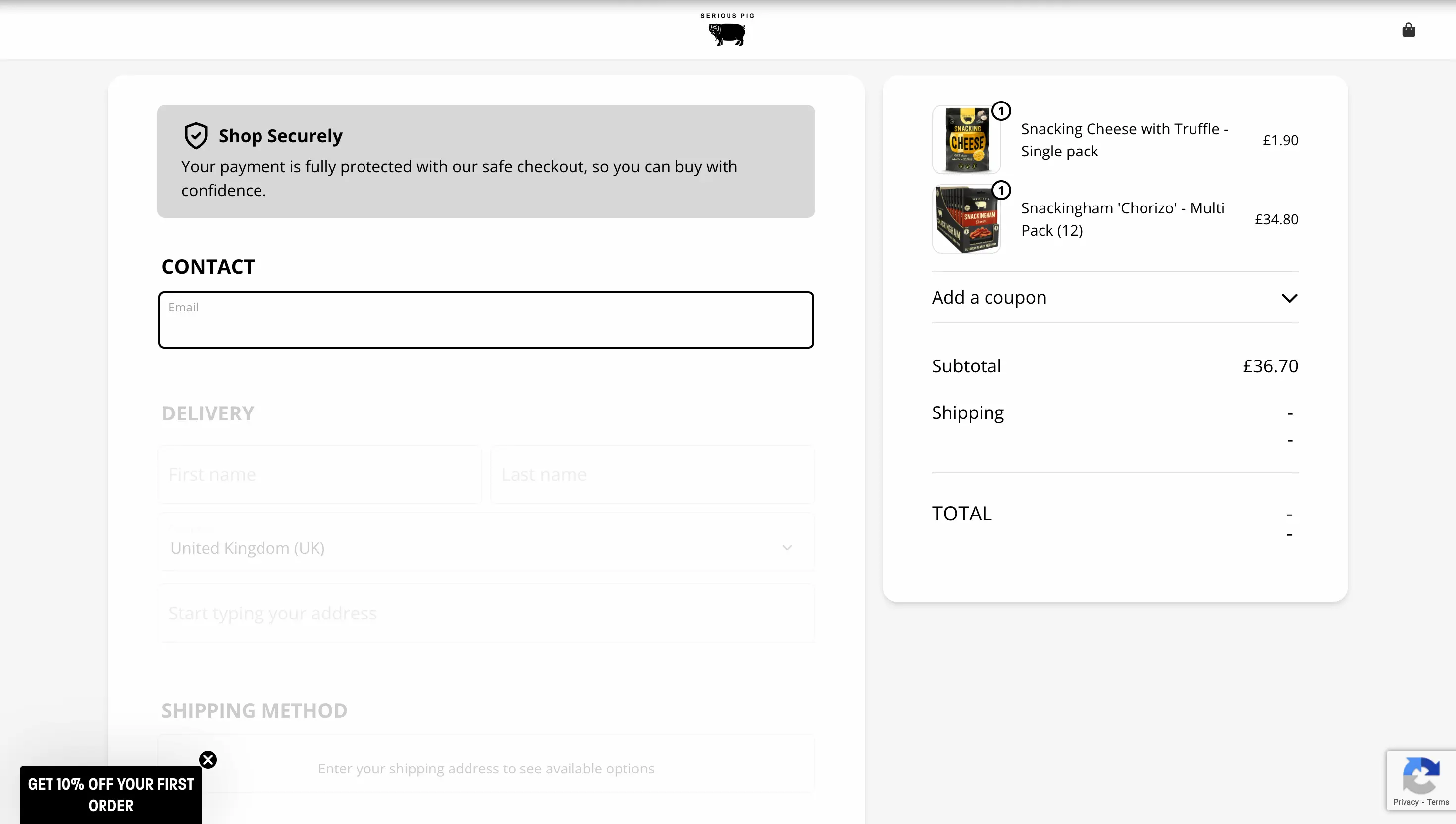Serious Pig Checkout